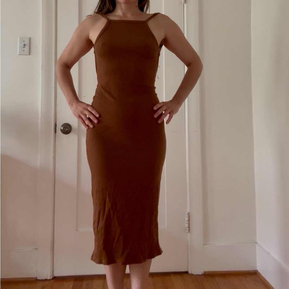 Reformation Brown Midi Dress